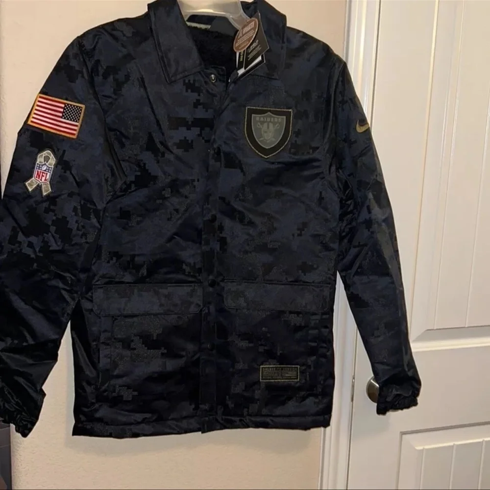 Nike NFL Raiders x Salute to Service Fur Lined Jacket Men's Black Size S NWT